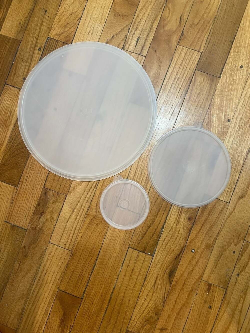 Set of 3 Vintage Tupperware Round Replacement Lids Seals Translucent